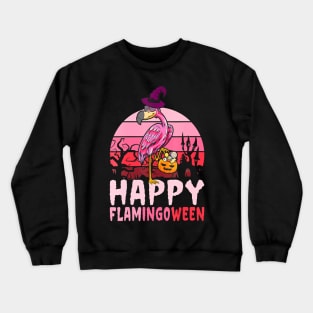 Funny Halloween Flamingo Witch Flamingoween Crewneck Sweatshirt